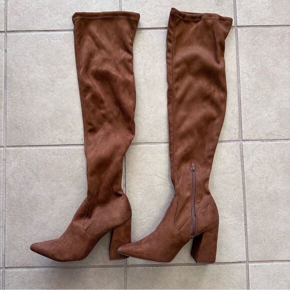 Steve Madden Jacoby Brown Pointed Toe Over-The-Knee Thigh-High Boots - Picture 5 of 6